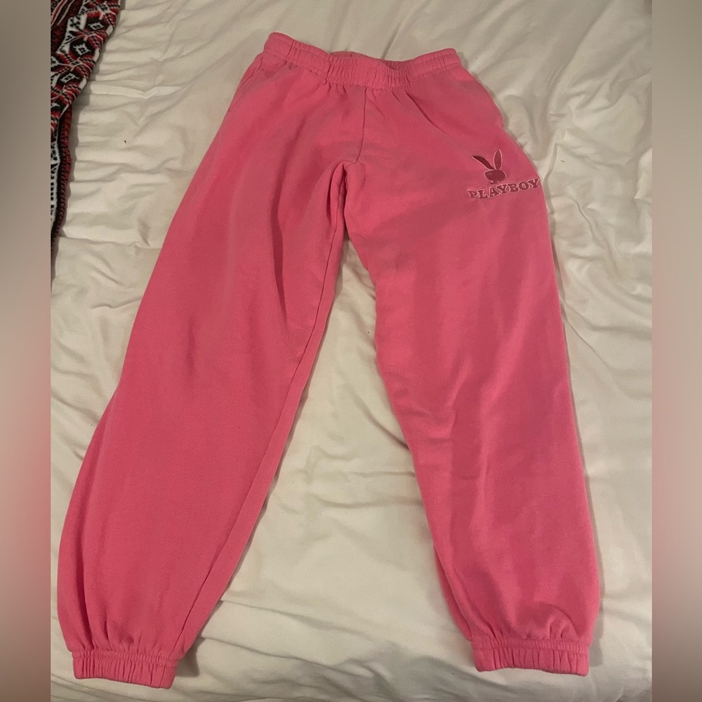 Hot pink playboy sweatpants